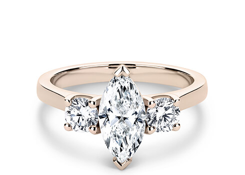 Roma in Rose Gold set with a Marquise cut diamond.