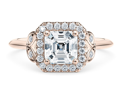 Richmond in Oro Rosa set with a Asscher cut diamante.