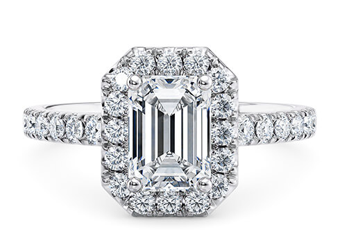 Medici in Oro Bianco set with a Smeraldo cut diamante.