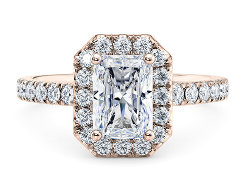 Medici in Rose Gold set with a Radiant cut diamond.