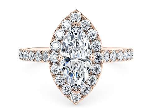 Medici in Rose Gold set with a Marquise cut diamond.