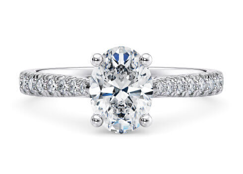 Kindrea in Platinum set with a Oval cut diamond.