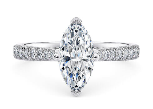 Kindrea in Platinum set with a Marquise cut diamant.