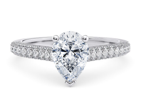 Bloomsbury in Platinum set with a Pear cut diamond.