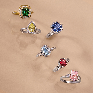 Emerald, sapphire, ruby and coloured gemstone rings