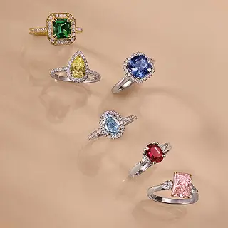 Emerald, sapphire, ruby and coloured gemstone rings