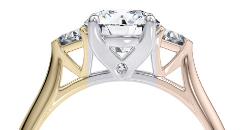 Settings and metals for trilogy engagement rings